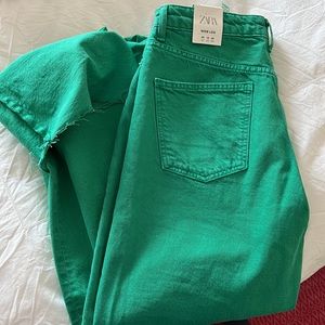 Zara wide legged green jeans